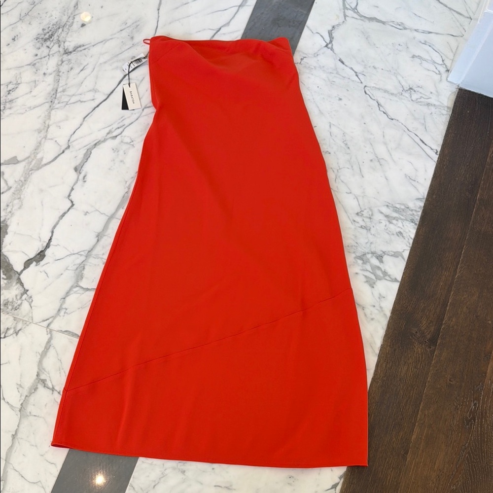 Strapless Red Midi Dress